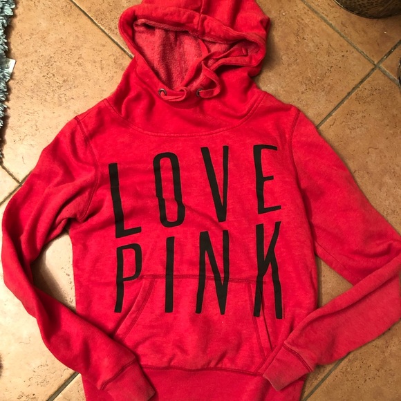 PINK Victoria's Secret Tops - Pink Victoria’s Secret red Love Pink hoodie